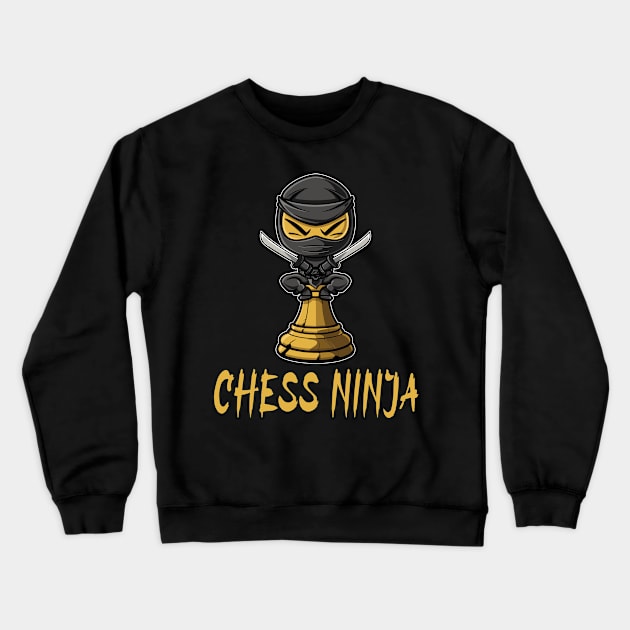 Chess Ninja For Chess Player Nerdy Chess Fan Cool Ninja Art Crewneck Sweatshirt by RetroZin